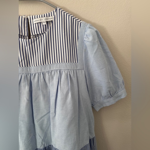 ENGLISH FACTORY Women's Quinn Dress Tier Mini Swing Serenity Blue XS Tuckernuck - Picture 8 of 11